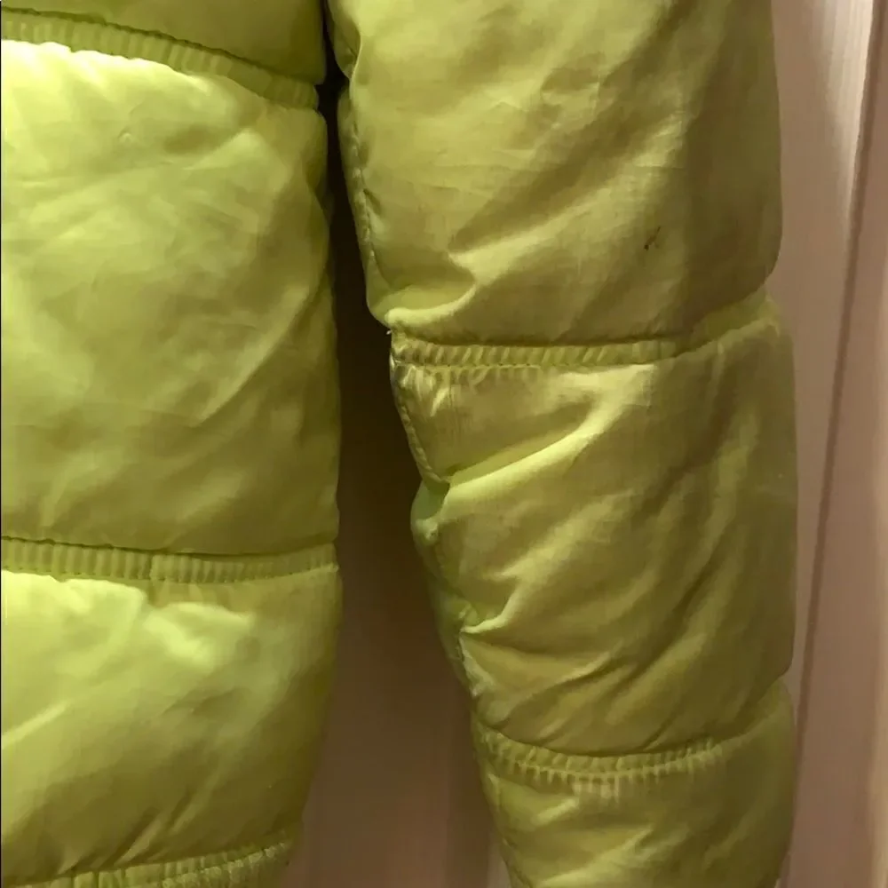 ✨Justice lime green puffer coat w/removable hood